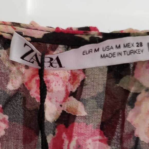 BNWT ZARA multi-floral fit - flare ruffle lined mini (M) garment - Picture 2 of 6